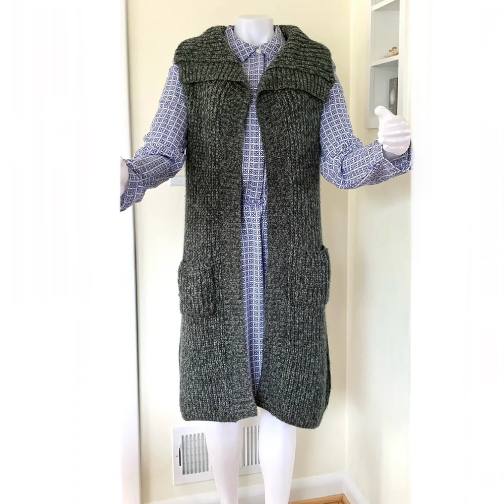 Prana Thalia wool blend black dark gray grey duster sweater - Picture 4 of 16